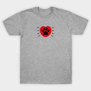 Dog Lover Heart And Paw Print T-Shirt